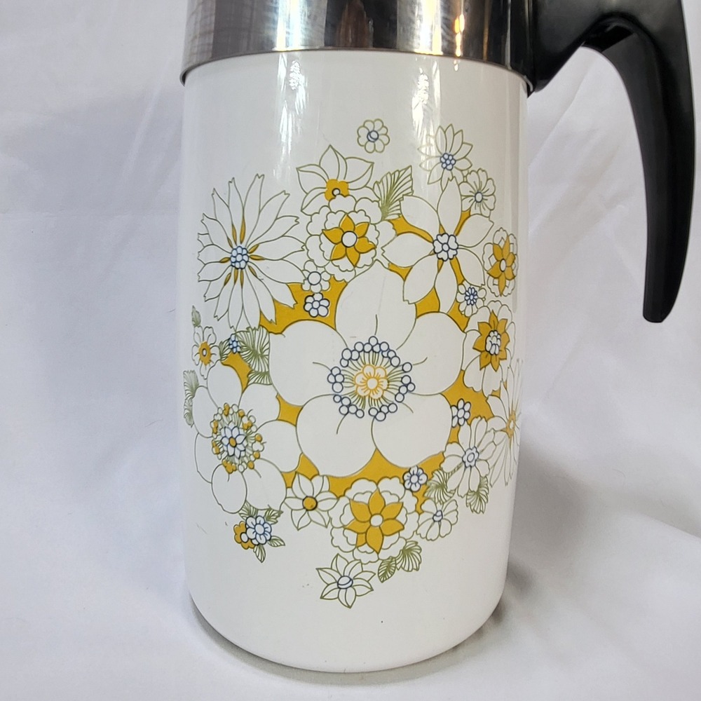 VTG 1970s Corning Ware Floral Bouquet 10 Cup Electromatic Percolator Coffee Pot - Picture 5 of 16